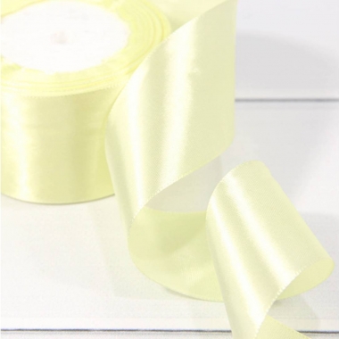 Лента атласная (сатин) 5 см. /25 ярдов (+/-10%), Светло-жёлтый, OMG gift, Китай