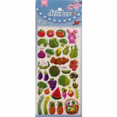 Наклейка дутик (д/украшения) 10х24см. ФРУКТЫ-ОВОЩИ, Китай