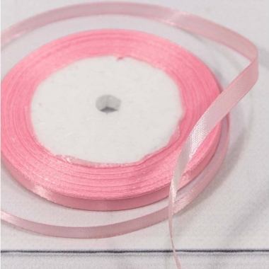 Лента атласная (сатин) 0,6 см. / 25 ярдов., Розовый, OMG gift, Китай