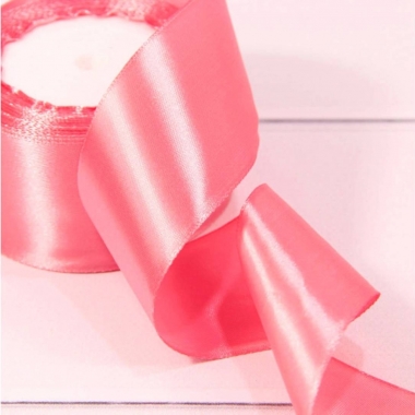 Лента атласная (сатин) 5 см. /25 ярдов (+/-10%), Розовый, OMG gift, Китай