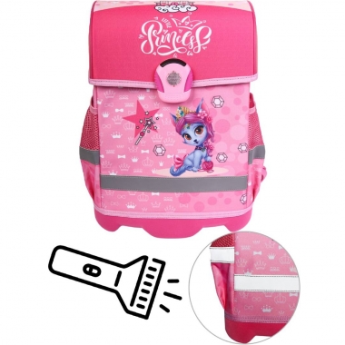 Ранец эргономичный КОШЕЧКА-ПРИНЦЕССА облегченные материалы, светоотр.эл., 36х28х21, Prof-Press