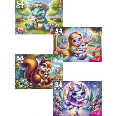 ПАЗЛЫ 54 элемента.  ЛЮБИМЫЕ ПАЗЛЫ ДЛЯ ДЕВОЧЕК в асс., ООО "Рыжий Кот", РФ