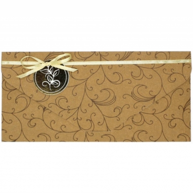 Конверт для денег ручной работы КРАФТ (9х19см.), Без подписи, "Стильная Открытка", РФ