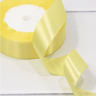 Лента атласная (сатин) 2,5 см. /25 ярдов (+/-10%), Желтый, OMG gift, Китай