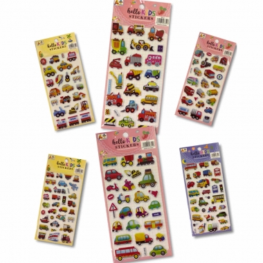 Наклейка дутик 10х22см. "Транспорт" в ассортименте, Китай