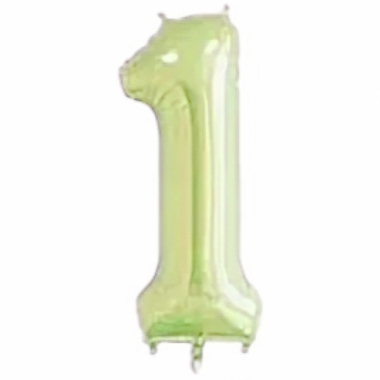 Шар фольга Цифра "1" (светло-зеленый), L40"/1м., Китай