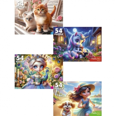 ПАЗЛЫ 54 элемента. ЛЮБИМЫЕ ПАЗЛЫ ДЛЯ ДЕВОЧЕК в асс., ООО "Рыжий Кот", РФ