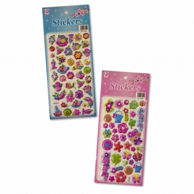 Наклейка дутик 10х23,5см. "Цветы" в ассортименте, Китай