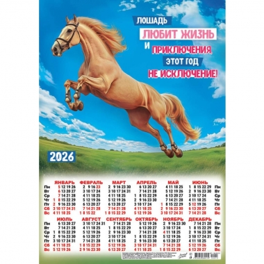 Календарь А3.  "Символ года. Приключения",  ООО "Белая Ворона", РФ