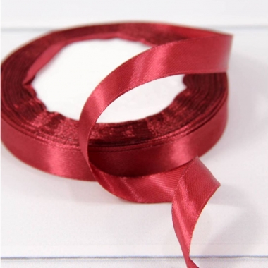 Лента атласная (сатин) 1,2 см. / 25 ярдов (+/-10%), Винный, OMG gift, Китай