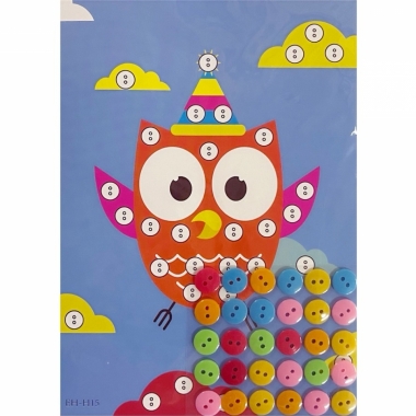 Мозаика из пуговиц мини 18х13 см. "СОВА", Китай