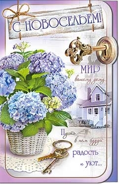 Открытка двойная А5, С Новосельем!, ФДА