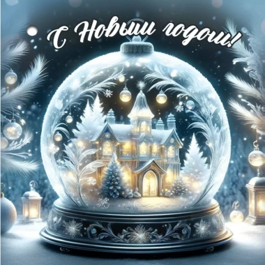 Мини-открытка двойная "С Новым годом!" 7х7 см., АО "Праздник", РФ