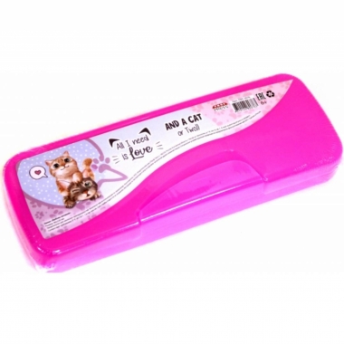 Пенал пластик "ЛЮБОВЬ КОТИКОВ", "Proff-Press", РФ