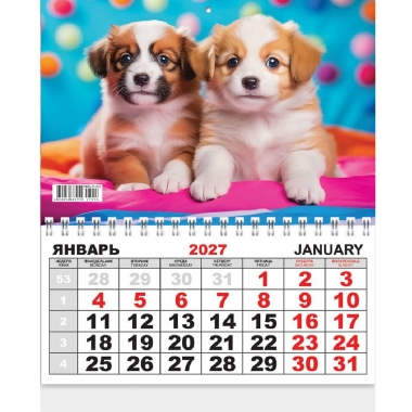 Календарь  одноблочный, мини (19,8х24,5см.) "Двойное счастье", РФ