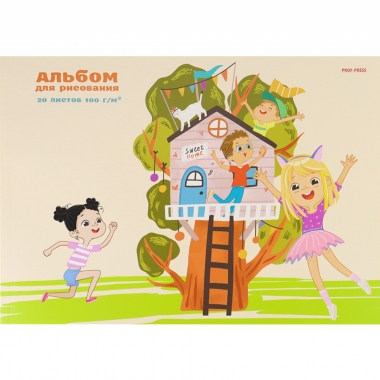 Альбом для рисования А4 20л., склейка, "ЗАБАВЫ ДЕТЕЙ" 100 г/м2, "Prof-Press", РФ