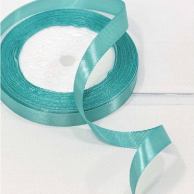 Лента атласная (сатин) 1,2 см. / 25 ярдов (+/-10%), Бирюзовый, OMG gift, Китай