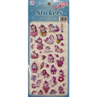 Наклейка дутик 10х23,5см. "Единороги", Китай