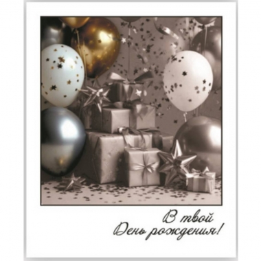 Открытка-фотокарточка (10,5х9см). "В твой День Рождения!", Стильная Открытка, РБ