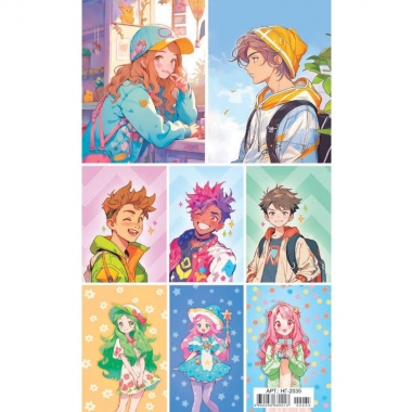 Наклейки д/украшения А6 (20шт.)  "Аниме герои", РФ