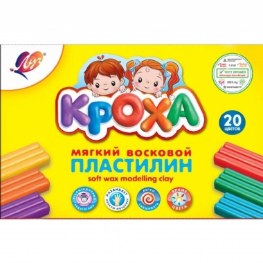 Пластилин 20 цв со стеком мягкий "Кроха", ЛУЧ, РФ