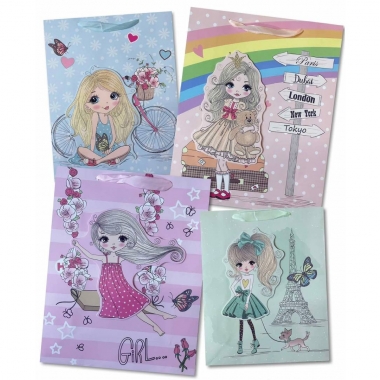 Пакет ЛЮКС 26х32х10см, "МОДНИЦЫ" (Аппликация, блёстки) в асс., Китай