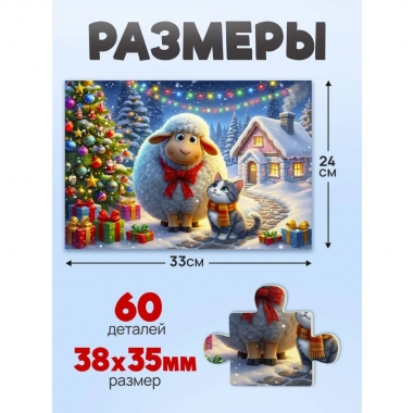ПАЗЛЫ 60 элементов. Оживи мультфильм "ОВЕЧКА И КОТИК", ООО "Рыжий Кот", РФ