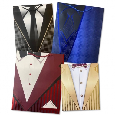 Пакет ЛЮКС 26х32х10см, "КОСТЮМ" ( Фольга) в асс., Китай