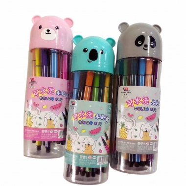 Фломастеры 24 цв. в тубусе COLOR PEN "ЗВЕРЯТА" в асс., Китай