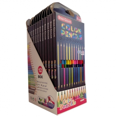 Карандаши цветные трехгран., 12шт/24цв. двухсторонние "Сolor Pencils", Китай