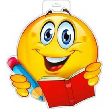Плакат фигурный А3, двусторонний "Смайлик с книжкой и карандашом" (33х38 см.), ФДА, РФ