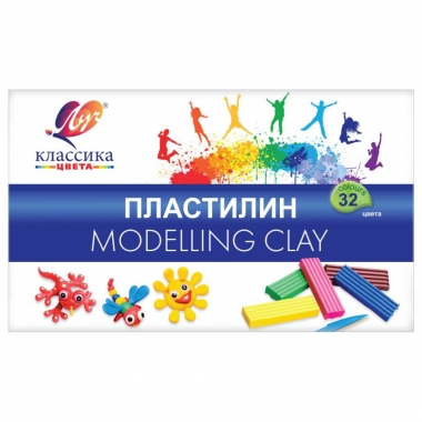 Пластилин 32 цв. со стеком "Классика", ЛУЧ, РФ