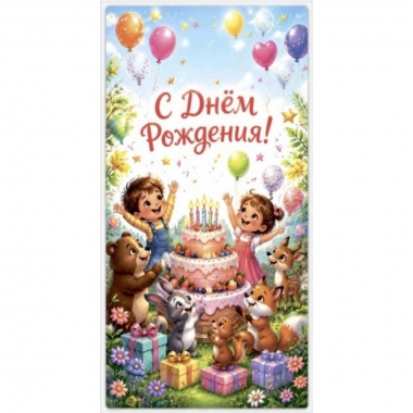 Конверт д/денег ОЖИВИ КАРТИНКУ "С Днем Рождения!",  "Стильная Открытка", РБ