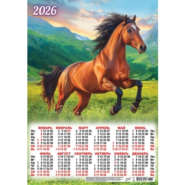 Календарь А3.  "Символ года. Грациозный скакун",  ООО "Белая Ворона", РФ