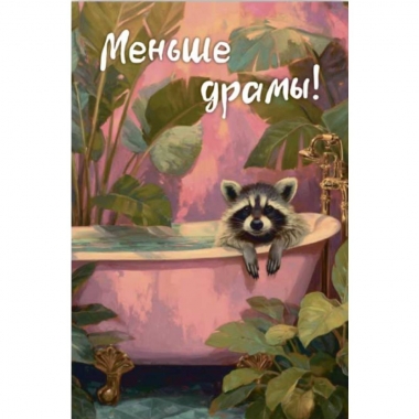 Открытка двойная 10х15см. "Меньше драмы!", "Стильная открытка", РБ
