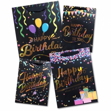 Пакет 18х24х8см, "HAPPY BIRTHDAY" (ЛЮКС. Фольга) в асс., Китай