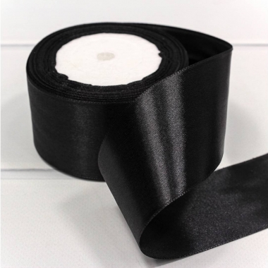 Лента атласная (сатин) 5 см. /25 ярдов (+/-10%), Черный, OMG gift, Китай