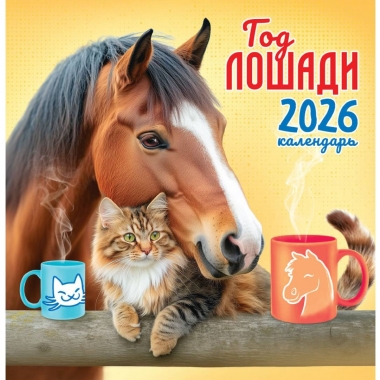 Календарь перекидной на скрепке, картон, 23х23,5 см. "Символ года. Счастье в дружбе", РФ