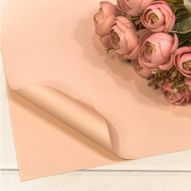 Плёнка в листах 55х55 см., (20 шт.), матовая "Корейская", 65мкм., Абрикосовый, OMG gift, Китай