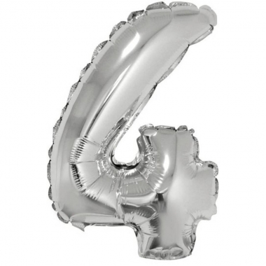 Шар фольга Цифра "4" (серебро), L40"/1м., Китай