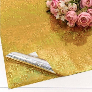 Плёнка в листах 70*100 (10 шт.) Голография 35мкм Жёлтый,  OMG gift, Китай
