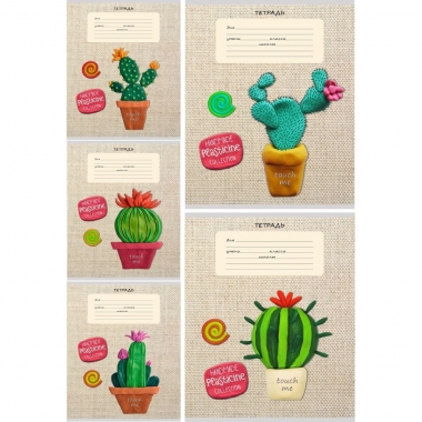 Тетрадь А5, 18 л./кл. (белая бумага) ПЛАСТИЛИНОВЫЕ КАКТУСЫ, Profit, РФ