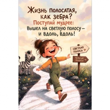 Открытка двойная 10х15см. "Жизнь плосатая", "Стильная открытка", РБ
