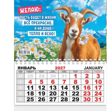 Календарь  одноблочный, мини (19,8х24,5см.) "Символ года. Всё прекрасно!" (коллаж) РФ