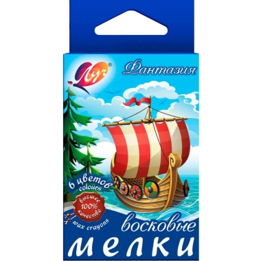Мелки восковые 6 цв (круглые) "Фантазия" в асс., ЛУЧ, РФ
