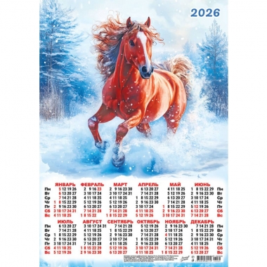 Календарь А3.  "Символ года. Снежный скакун",  ООО "Белая Ворона", РФ