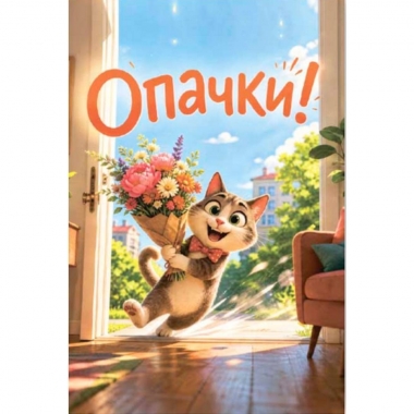Открытка двойная 10х15см. "Опачки!", "Стильная открытка", РБ
