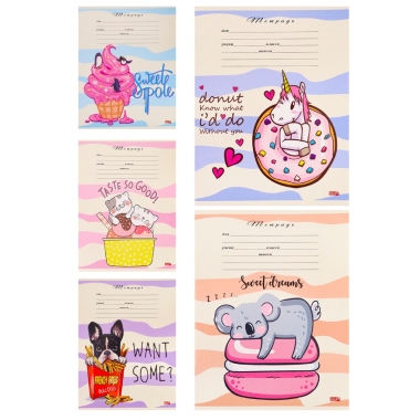 Тетрадь А5, 12 л./кл. (белая бумага) ЗВЕРУШКИ И ВКУСНОСТИ, Profit, РФ