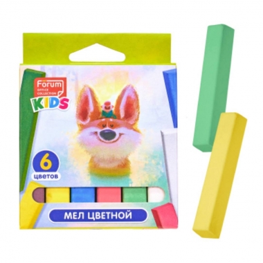 Мел школьный "Зверята", 6 шт., цветной, FORUM/ CULLINAN, РФ