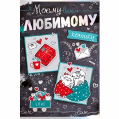 Открытка двойная А5,  фольга, Моему любимому котику, "Империя поздравлений", РФ